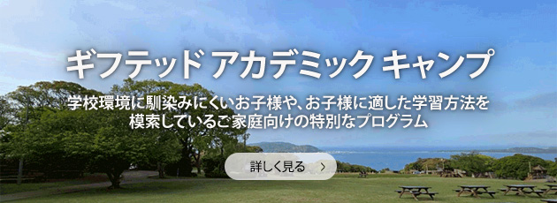 ギフテッドアカデミックキャンプ 学校環境に馴染みにくいお子様や、お子様に適した学習方法を模索しているご家庭向けの特別なプログラム